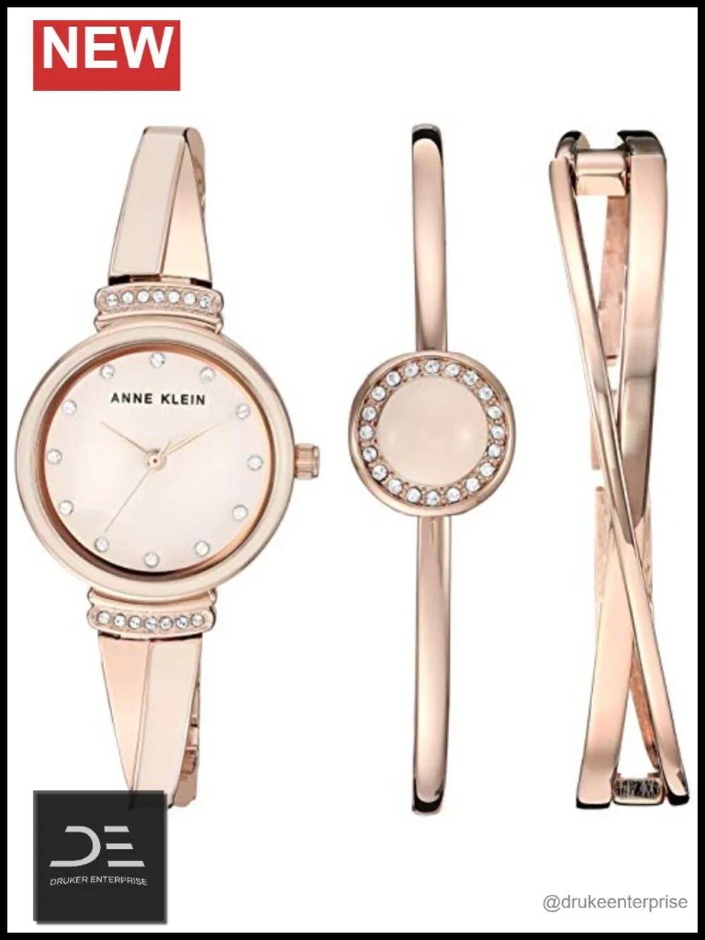 Premium Crystal Accented Watch and Bangle Set